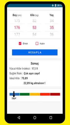 İdeal Kilo Hesaplama android App screenshot 0